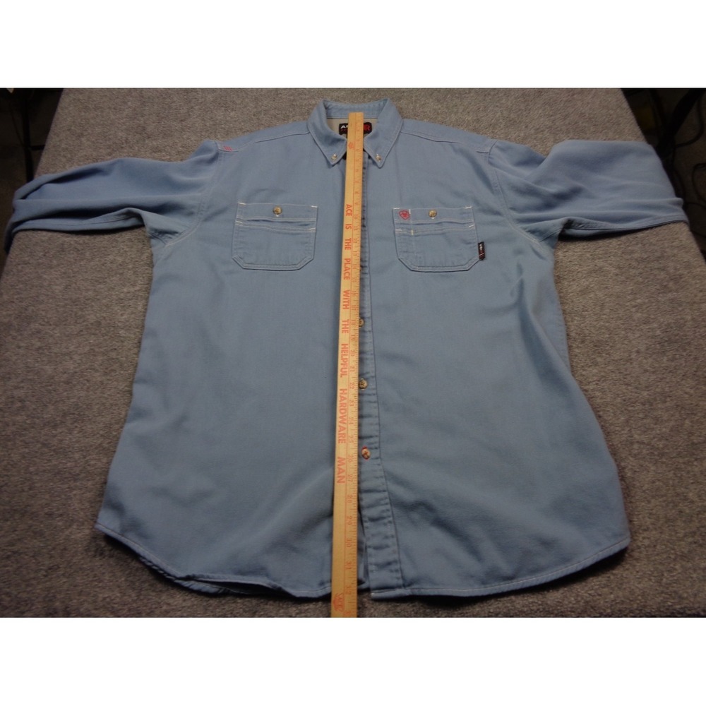 Ariat FR Shirt Mens XL Blue Workwear Long Sleeve Button Work Flame Resistant - Picture 11 of 11